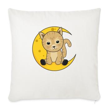 Moon cat cute animals for kids for the night - Sofa pillowcase 17,3'' x 17,3'' (45 x 45 cm) - natural white - Front