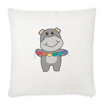 Rainbow Flag Gay Pride LGBTQ Herzen Hippo - Sofakissenbezug 45 x 45 cm - Naturweiß  - Vorne