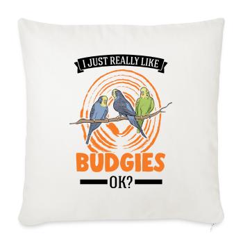 J’aime beaucoup les perruches perruches perruches perruches - Housse de coussin décorative 45 x 45 cm - blanc nature - Devant