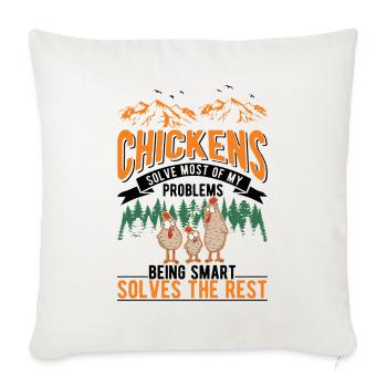 Poulet Élevage de poulet Éleveur de poulet - Housse de coussin décorative 45 x 45 cm - blanc nature - Devant