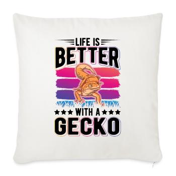 Life is better with a Gecko Leopard gecko - Sofa pillowcase 17,3'' x 17,3'' (45 x 45 cm) - natural white - Front