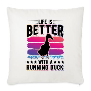 La vie est meilleure avec un Running Duck Laufente - Housse de coussin décorative 45 x 45 cm - blanc nature - Devant