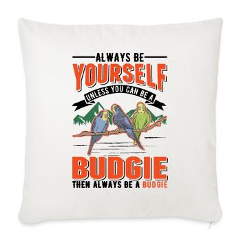 Budgerigar Gift Welli Parakeet - Sofa pillowcase 17,3'' x 17,3'' (45 x 45 cm) - natural white - Front