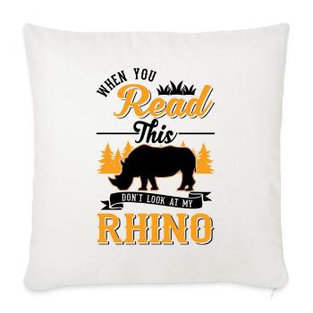 Rhinocéros Cadeau Rhinocéros - Housse de coussin décorative 45 x 45 cm - blanc nature - Devant