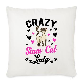Crazy Siam Cat lady Siamese Cat Mama - Sofa pillowcase 17,3'' x 17,3'' (45 x 45 cm) - natural white - Front