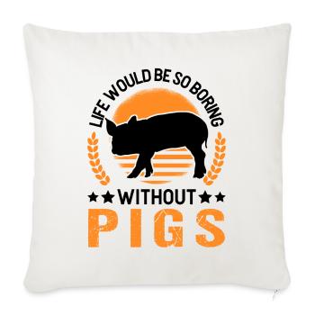 Pig Gift Farmer Pigs - Sofa pillowcase 17,3'' x 17,3'' (45 x 45 cm) - natural white - Front