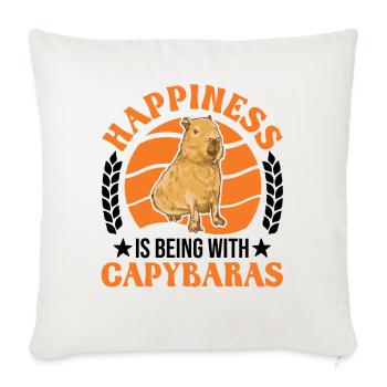 Happiness is being with Capybaras capybara - Sofa pillowcase 17,3'' x 17,3'' (45 x 45 cm) - natural white - Front