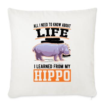 Hippo Gift Hippo Hippo Hippo - Sofa pillowcase 17,3'' x 17,3'' (45 x 45 cm) - natural white - Front