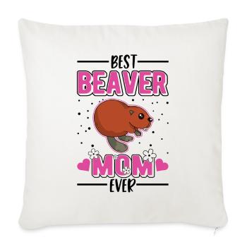 Meilleure maman castor de tous les temps Biber - Housse de coussin décorative 45 x 45 cm - blanc nature - Devant