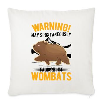 Warning May spontaneously talk about Wombats - Sofa pillowcase 17,3'' x 17,3'' (45 x 45 cm) - natural white - Front