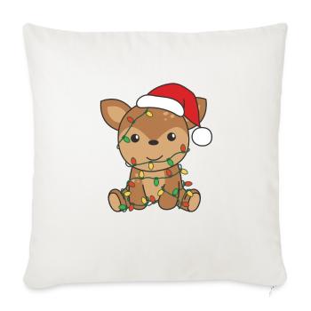 Cerf Noël Animaux d’hiver Cerf - Housse de coussin décorative 45 x 45 cm - blanc nature - Devant