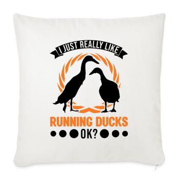 J’aime beaucoup Running Ducks, ok Laufente - Housse de coussin décorative 45 x 45 cm - blanc nature - Devant