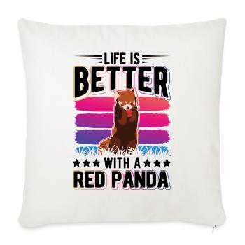 La vie est meilleure avec un panda roux roter panda - Housse de coussin décorative 45 x 45 cm - blanc nature - Devant