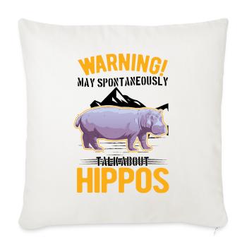 Warning Hippo Hippo Hippo Hippo - Sofa pillowcase 17,3'' x 17,3'' (45 x 45 cm) - natural white - Front