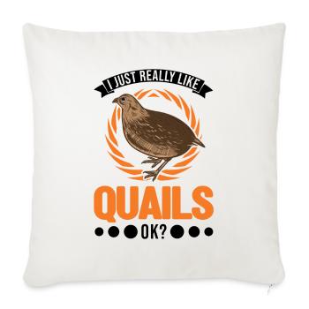 J’aime vraiment Les Cailles Cailles Caille - Housse de coussin décorative 45 x 45 cm - blanc nature - Devant