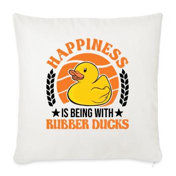 Happiness is being with Rubber Ducks Rubber Duck - Sofa pillowcase 17,3'' x 17,3'' (45 x 45 cm) - natural white - Front