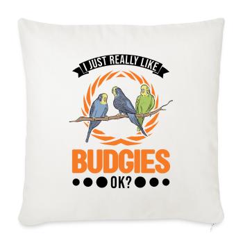 J’aime beaucoup les perruches perruches perruches perruches - Housse de coussin décorative 45 x 45 cm - blanc nature - Devant
