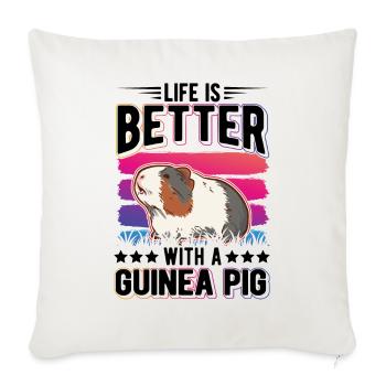 La vie est meilleure avec un cochon d’Inde Meerschweinchen - Housse de coussin décorative 45 x 45 cm - blanc nature - Devant