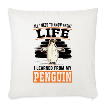 Pingouin Cadeau Pingouin - Housse de coussin décorative 45 x 45 cm - blanc nature - Devant
