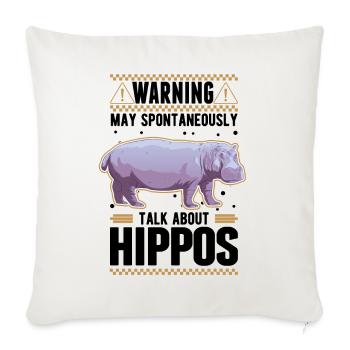 Warning Hippo Hippo Hippo Hippo - Sofa pillowcase 17,3'' x 17,3'' (45 x 45 cm) - natural white - Front