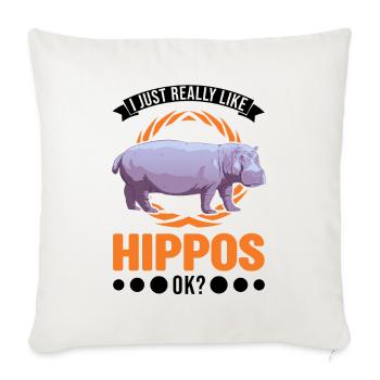 I just really like Hippos Hippo Hippo Hippo - Sofa pillowcase 17,3'' x 17,3'' (45 x 45 cm) - natural white - Front