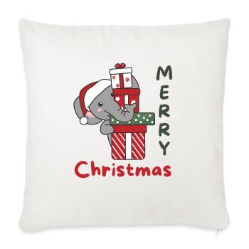 Elephant Cadeau de Noël Animaux d’hiver Éléphant - Housse de coussin décorative 45 x 45 cm - blanc nature - Devant