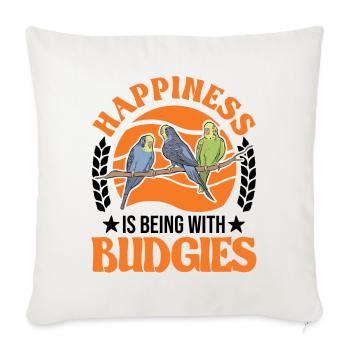 Budgie Luck Welli Parakeet Cockatiel - Sofa pillowcase 17,3'' x 17,3'' (45 x 45 cm) - natural white - Front