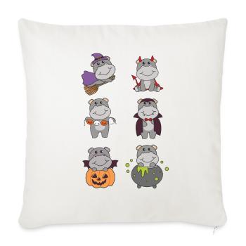 Hippo Halloween Devil Pumpkin Vampire Costume - Sofa pillowcase 17,3'' x 17,3'' (45 x 45 cm) - natural white - Front