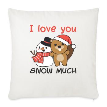 Biber Je t’aime neige beaucoup schneemann wortspiel - Housse de coussin décorative 45 x 45 cm - blanc nature - Devant