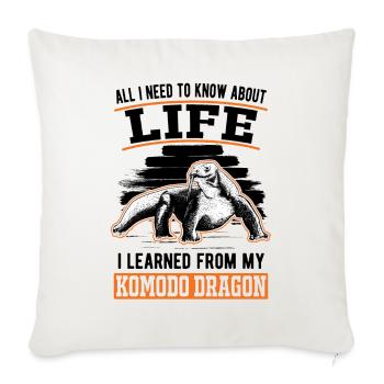Dragon de Komodo Dragon de Komodo varan lézard - Housse de coussin décorative 45 x 45 cm - blanc nature - Devant