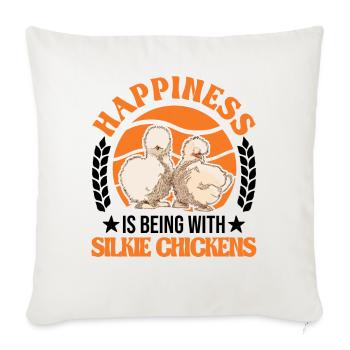 Le bonheur, c’est d’être avec Silkie Chickens Silk Chicken - Housse de coussin décorative 45 x 45 cm - blanc nature - Devant