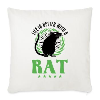 Life is better with a Rat House Rat Gift Rat - Sofa pillowcase 17,3'' x 17,3'' (45 x 45 cm) - natural white - Front