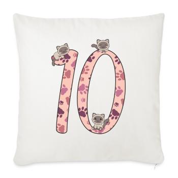 Chat siamois dixième anniversaire pour les enfants chats - Housse de coussin décorative 45 x 45 cm - blanc nature - Devant