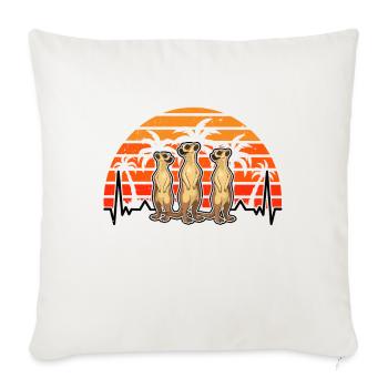 Suricate Heartbeat Rétro Suricate - Housse de coussin décorative 45 x 45 cm - blanc nature - Devant