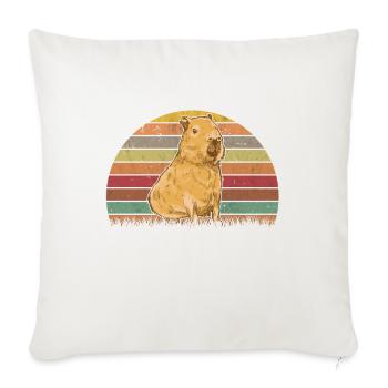Capybara Retro Wasserschwein Vintage - Housse de coussin décorative 45 x 45 cm - blanc nature - Devant