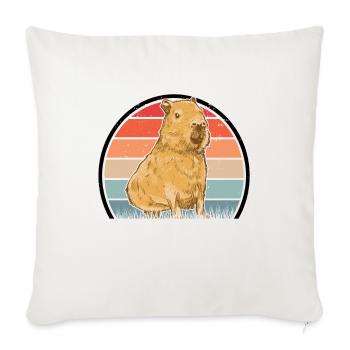 Capybara Retro Wasserschwein Vintage - Housse de coussin décorative 45 x 45 cm - blanc nature - Devant