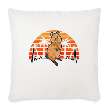 Quokka Heartbeat Kangourou à queue courte REtro - Housse de coussin décorative 45 x 45 cm - blanc nature - Devant