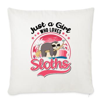 Juste une fille qui aime les paresseux Faultier Mädchen - Housse de coussin décorative 45 x 45 cm - blanc nature - Devant