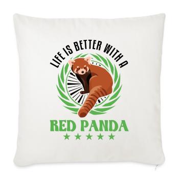 La vie est meilleure avec un panda roux roter panda - Housse de coussin décorative 45 x 45 cm - blanc nature - Devant