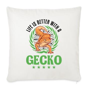 Life is better with a Gecko Leopard gecko - Sofa pillowcase 17,3'' x 17,3'' (45 x 45 cm) - natural white - Front
