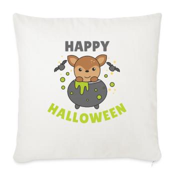 Reh Happy Halloween Hexenkessel Fledermaus - Sofakissenbezug 45 x 45 cm - Naturweiß  - Vorne