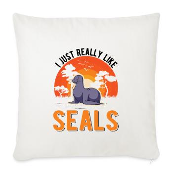 J’aime vraiment Seal Sea Lion Seal - Housse de coussin décorative 45 x 45 cm - blanc nature - Devant