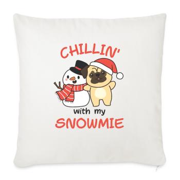 Carlin Chillin avec mon bonhomme de neige - Housse de coussin décorative 45 x 45 cm - blanc nature - Devant