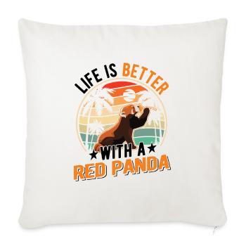 La vie est meilleure avec un panda roux Roter Panda - Housse de coussin décorative 45 x 45 cm - blanc nature - Devant