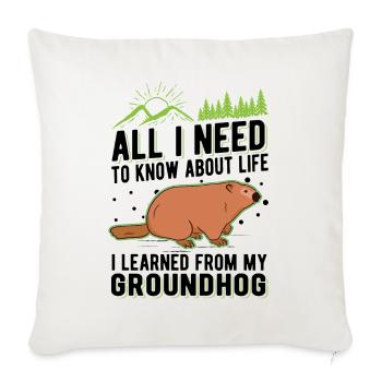 Marmotte Jour de la marmotte Marmotte forestière - Housse de coussin décorative 45 x 45 cm - blanc nature - Devant