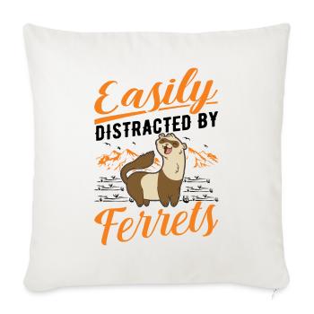 Facilement distrait par les furets Frettchen - Housse de coussin décorative 45 x 45 cm - blanc nature - Devant