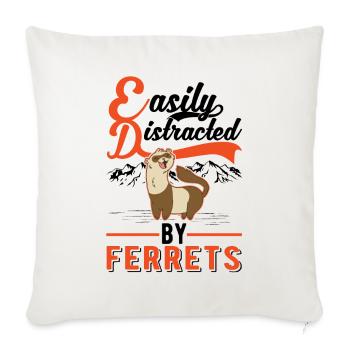 Facilement distrait par les furets Frettchen - Housse de coussin décorative 45 x 45 cm - blanc nature - Devant