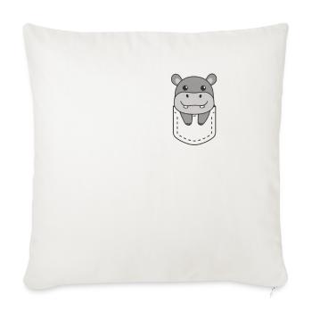 Hippopotame dans la poche hippopotames mignons dans la poche poitrine - Housse de coussin décorative 45 x 45 cm - blanc nature - Devant