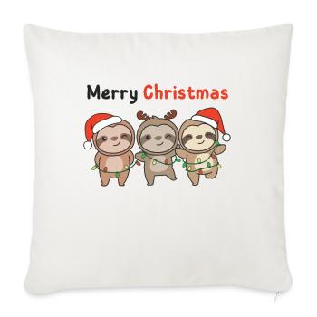 Paresseux Noël Paresseux Joyeux Noël - Housse de coussin décorative 45 x 45 cm - blanc nature - Devant