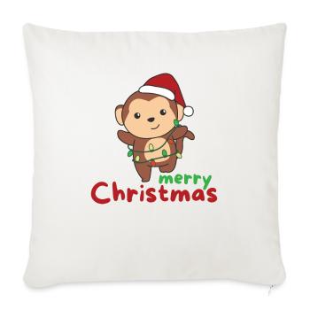 Singe Joyeux Noël Animaux d’hiver Singes - Housse de coussin décorative 45 x 45 cm - blanc nature - Devant